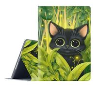 FGDRFGRW Case for Samsung Galaxy Tab A7 Lite 8.7-Inch 2021 Model SM-T220/T225/T227,Adjustable Stand Auto Wake/Sleep Function Full Body Protection Cover - Black Cat Firefly