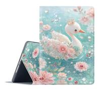 FGDRFGRW Case for Samsung Galaxy Tab A9 Plus 11-Inch 2023 Model SM-X210/X216/X218,Adjustable Stand Auto Wake/Sleep Function Full Body Protection Cover - Swan Flower Diamond