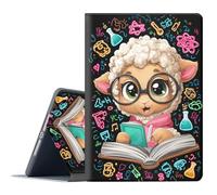 FGDRFGRW Case for Samsung Galaxy Tab S10 Plus 2024/S9 Plus/S9 FE Plus 5G 2023 12.4,Adjustable Stand Auto Wake/Sleep Function Full Body Protection Cover - Cartoon Student Sheep Glasses