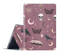 FGDRFGRW Case for Samsung Galaxy Tab S10 Plus 2024/S9 Plus/S9 FE Plus 5G 2023 12.4,Adjustable Stand Auto Wake/Sleep Function Full Body Protection Cover - Gothic Skull Butterfly Moon Crow