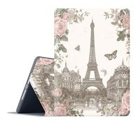 FGDRFGRW Case for Samsung Galaxy Tab S6 10.5-Inch 2019 Model SM-T860/T865/T867,Adjustable Stand Auto Wake/Sleep Function Full Body Protection Cover - Paris Tower Rose Butterfly