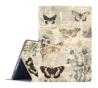 FGDRFGRW Case for Samsung Galaxy Tab S6 Lite 10.4-Inch 2024/2022/2020,Adjustable Stand Auto Wake/Sleep Function Full Body Protection Cover - Vintage Butterfly Newspaper Print
