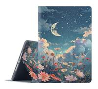 FGDRFGRW Case for Samsung Galaxy Tab S9 FE/S9 Model SM-X710/X716B/X718U/X710/X716B,Adjustable Stand Auto Wake/Sleep Function Full Body Protection Cover - Star Moon Cloud Flower