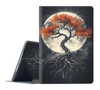 FGDRFGRW Case for Samsung Galaxy Tab S9 FE/S9 Model SM-X710/X716B/X718U/X710/X716B,Adjustable Stand Auto Wake/Sleep Function Full Body Protection Cover - Mystery Moon Tree