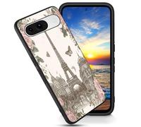 FGDRFGRW Designed for Google Pixel 9a 6.3" Case,Soft Frosted TPU Ultra Thin Cover,Shock-Absorption,Anti-Scratch Protective Case,Paris Tower Rose Butterfly