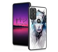 FGDRFGRW Designed for Moto G Play 2023 Case,Plexiglass Back with Soft Silicone Bumper Shock Protective Case for Motorola Moto G Play 2023 6.5",Girl with Blue Eye