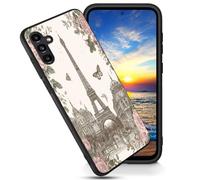 FGDRFGRW Designed for Samsung Galaxy S24 5G 6.2" Case,Soft Frosted TPU Ultra Thin Cover,Shock-Absorption,Anti-Scratch Protective Case,Paris Tower Rose Butterfly