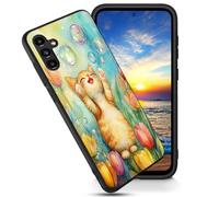 FGDRFGRW Designed for Samsung Galaxy S24 Plus 6.7" Case,Soft Frosted TPU Ultra Thin Cover,Shock-Absorption,Anti-Scratch Protective Case,Cartoon Cat Tulip Bubble