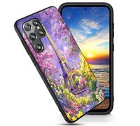 FGDRFGRW Designed for Samsung Galaxy S24 Ultra 6.8" Case,Soft Frosted TPU Ultra Thin Cover,Shock-Absorption,Anti-Scratch Protective Case,Paris Eiffel Tower Sakura