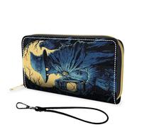 FGDRFGRW Wallet,Large Capacity RFID Blocking Leather Wallet, Durable Smooth Zipper Clutch,Unisex Travel Wallet for Cards,Cash,and Coins, 1001-Mystic Wizard Lantern, Wallet, Minimalist