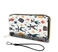 FGDRFGRW Wallet,Large Capacity RFID Blocking Leather Wallet, Durable Smooth Zipper Clutch,Unisex Travel Wallet for Cards,Cash,and Coins, 1148-African Americans Traditional Pattern, Wallet, Minimalist