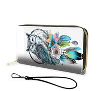 FGDRFGRW Wallet,Large Capacity RFID Blocking Leather Wallet, Durable Smooth Zipper Clutch,Unisex Travel Wallet for Cards,Cash,and Coins, Dream Catcher Owl