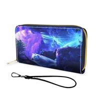 FGDRFGRW Wallet,Large Capacity RFID Blocking Leather Wallet, Durable Smooth Zipper Clutch,Unisex Travel Wallet for Cards,Cash,and Coins, 1318-White Tiger Black Panther, Wallet, Minimalist