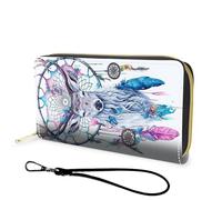 FGDRFGRW Wallet,Large Capacity RFID Blocking Leather Wallet, Durable Smooth Zipper Clutch,Unisex Travel Wallet for Cards,Cash,and Coins, Dream Catcher Deer