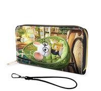 FGDRFGRW Wallet,Large Capacity RFID Blocking Leather Wallet, Durable Smooth Zipper Clutch,Unisex Travel Wallet for Cards,Cash,and Coins, 478-Cartoon Mouse Reading, Wallet, Minimalist