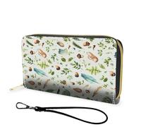 FGDRFGRW Wallet,Large Capacity RFID Blocking Leather Wallet, Durable Smooth Zipper Clutch,Unisex Travel Wallet for Cards,Cash,and Coins, 336-Forest Elements, Wallet, Minimalist