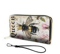 FGDRFGRW Wallet,Large Capacity RFID Blocking Leather Wallet, Durable Smooth Zipper Clutch,Unisex Travel Wallet for Cards,Cash,and Coins, 1198-Queen Bee, Wallet, Minimalist