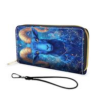 FGDRFGRW Wallet,Large Capacity RFID Blocking Leather Wallet, Durable Smooth Zipper Clutch,Unisex Travel Wallet for Cards,Cash,and Coins, 1173-Aries Zodiac Starry, Wallet, Minimalist