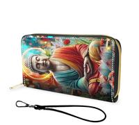 FGDRFGRW Wallet,Large Capacity RFID Blocking Leather Wallet, Durable Smooth Zipper Clutch,Unisex Travel Wallet for Cards,Cash,and Coins, 772-Buddha Zen, Wallet, Minimalist