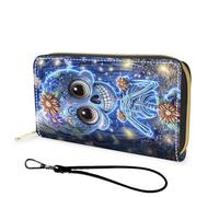 FGDRFGRW Wallet,Large Capacity RFID Blocking Leather Wallet, Durable Smooth Zipper Clutch,Unisex Travel Wallet for Cards,Cash,and Coins, 485-Day of the Dead Sugar Skull, Wallet, Minimalist