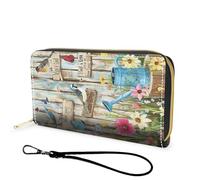 FGDRFGRW Wallet,Large Capacity RFID Blocking Leather Wallet, Durable Smooth Zipper Clutch,Unisex Travel Wallet for Cards,Cash,and Coins, 1309-Birds Butterflies Garden, Wallet, Minimalist