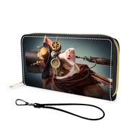 FGDRFGRW Wallet,Large Capacity RFID Blocking Leather Wallet, Durable Smooth Zipper Clutch,Unisex Travel Wallet for Cards,Cash,and Coins, Steampunk of a Cow