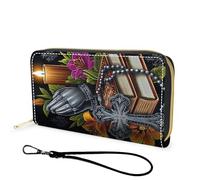 FGDRFGRW Wallet,Large Capacity RFID Blocking Leather Wallet, Durable Smooth Zipper Clutch,Unisex Travel Wallet for Cards,Cash,and Coins, 957-Praying Hands Cross Flower, Wallet, Minimalist
