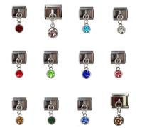 FGDTREE 12 Pack Italian Charm Link Beads Stainless Steel Jewelry Finding Jewelry Accessories Suitable for Making Fashion Accessories