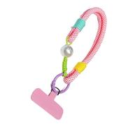 FGDTREE 3. Adjustable Cell Phone Lanyard Braided Nylon Cord with Pearls Decor Metal Hardware for Keys & Essentials Pearls Decorated Lanyard