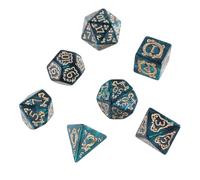FGDTREE 7Pcs Acrylics Polyhedral Dices Multi-Sided Game Dragon Pattern Board for Role Playing Table Polyhedral Dices Set