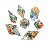 FGDTREE 7Pcs Different Number of Face Resin Dices Desktop Game Props Educational Toy Polyhedral Kid Multi-Sided Digital Dices Role Playing Game