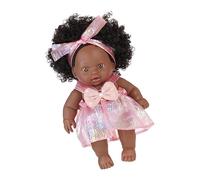 FGDTREE 8in Soft Vinyls Black Baby Dolls Life Like Reborns Toy Figure Easy Carrying for Everyday Comforting Child Parenting Game Toddler Doll