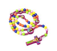 FGDTREE Cartoon Cross Pendant Necklace Colorful Rosary Beads Children Kid Girls Catholic Orthodox Religious Jewelry Religious Necklace for Men