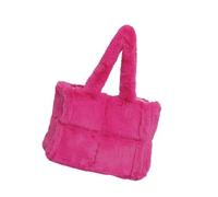 FGDTREE Contemporary Plush Handbag with Spacious Interior Top Handle Bag Winter Quilted Bag for Work and Leisure Activities Winter Furry Bag