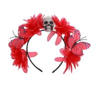 FGDTREE Halloween Skull Headband Punk Flower Headbands Butterfly Hairband Day Of The Dead Floral Hairpiece Cosplay Masquerad Halloween Headbands