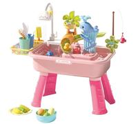 FGDTREE Interactive Water Play Table with Electric Spout and Fishing Activity for Kids Ages 3 and Up Imaginative Play Water Station