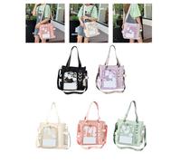 FGDTREE Japanese Itabag Transparent Shoulder Bag Large Capacity Crossbody Bag for Anime Badges Pin Display Zippered Handbag Campus Pin Display Handbag
