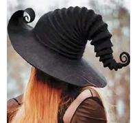 FGDTREE Large Ruched Halloween Witch Hat Creative Steeple Witch Hat Party Headgear Halloween Cosplay Party Decorati Purple Wizard with Stars Cloak Cloak Adult Black