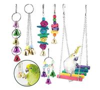 FGDTREE Lovebirds Parrots Cage Perch Stand Bridge Swing Chewing Climbing Wooden Training Ladder Toy for Bird Set Bird Parrots Toy