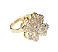 FGDTREE Lucky Korean Temperament Diamond-encrusted Rotatable Gold-plated Fashion Open Adjustable Rotatable Rings for Men