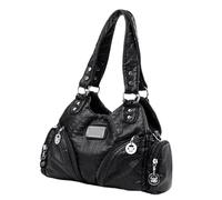 FGDTREE Motorcycle Bag Retro Crossbody Bag Stylish Shoulder PU Leather Daily Handbag for Everyday Work Women Crossbody
