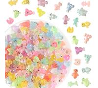 Fgdui 130Pcs Glow in the Dark Animals Mini Animals Resin Mini Glass Animal Tiny Plastic Animal for Garden Landscape Dollhouse Decor