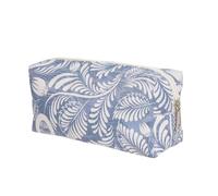 Fgdui 1PCS 19x7x9cm Medium Makeup Bag Cute Toiletries Storage Surface with Blue Leaf Pattern Suitable for Female Travel