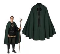 Fgdui 1PCS Green Cloak Hobbit Costume Medieval Cloak Renaissance Hooded Coat Medieval Cape Men's Hooded Coat for Halloween Costume