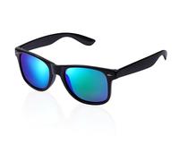 Fgdui 1pcs Polarized Sunglasses Retro Colored Glasses Protect Eyes from UV Damage Suitable for Sports Men and Women Outdoor Seaside(Bright black framed blue-green sheet)