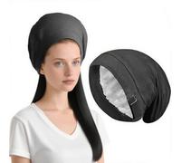 Fgdui 1PCS Silk Bonnet for Sleeping，Satin Bonnet，Unisex Satin Lined Beanie Hats Silk Hair Cover，with Slouchy Beanie Night Sleeping Hat for Natural Curly Hair Adjustable Night Cap（Black）