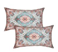 Fgdui 2PCS 50x30 Short Plush Pillowcase Square Exquisite Cushion with Retro Patterns, Green Home Set without Pillow Core, Suitable for Bedroom Bedhead, Living Room, Sofa