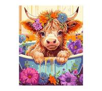 Fgdui 9PCS Cow Paint Kits by Numbers for Adults Cow Flower Paint by Numbers for Adults Beginners Adult Paint by Numbers Canvas Kits Painting Kit for Home Wall Decor