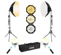 FGen Softbox Photography Lighting Kit,2x50cm Octagonal Softboxes with 60W LED 3000-6500K Lamps,150cm Adjustable Light Stand for Portrait Photography,Live Streaming,YouTube Video Photography