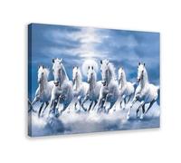 FGFGH Wall Art Horse Pictures Wall Decor Seven Lucky Running Wild Horses Horse Wall Poster Canvas Poster Frame-style 12x18inch(30x45cm)
